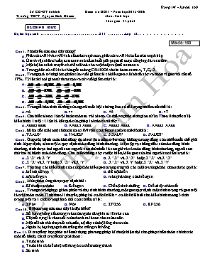 Đề kiểm tra học kì II Sinh học 12- Năm học 2015-2016 - Trường THPT Nguyễn Bỉnh Khiêm